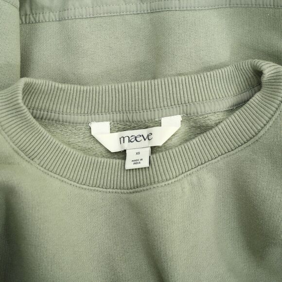 Maeve Anthropologie Big Top Sweatshirt Cotton Pullover Solid Green XS 286376 - Picture 7 of 7